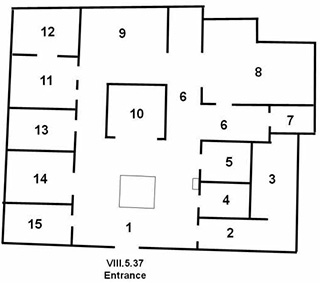 VIII.5.37 Pompeii. Casa delle Pareti rosse or House of the Red Walls
Room Plan